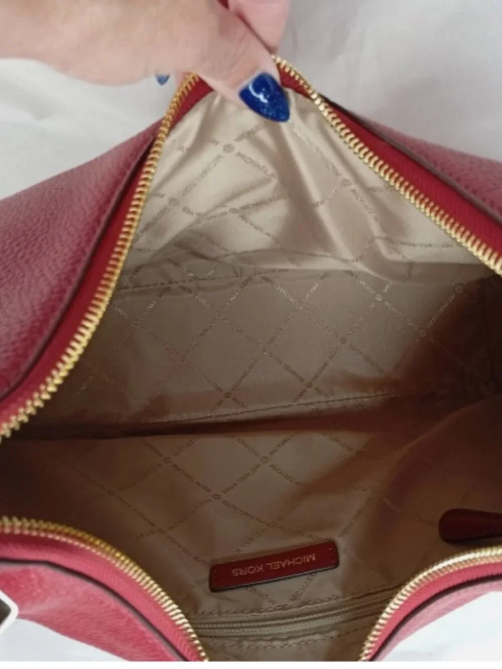 Michael Kors Nayla Medium Pebbled Leather Shoulder Bag Cherry *BAG ONLY*